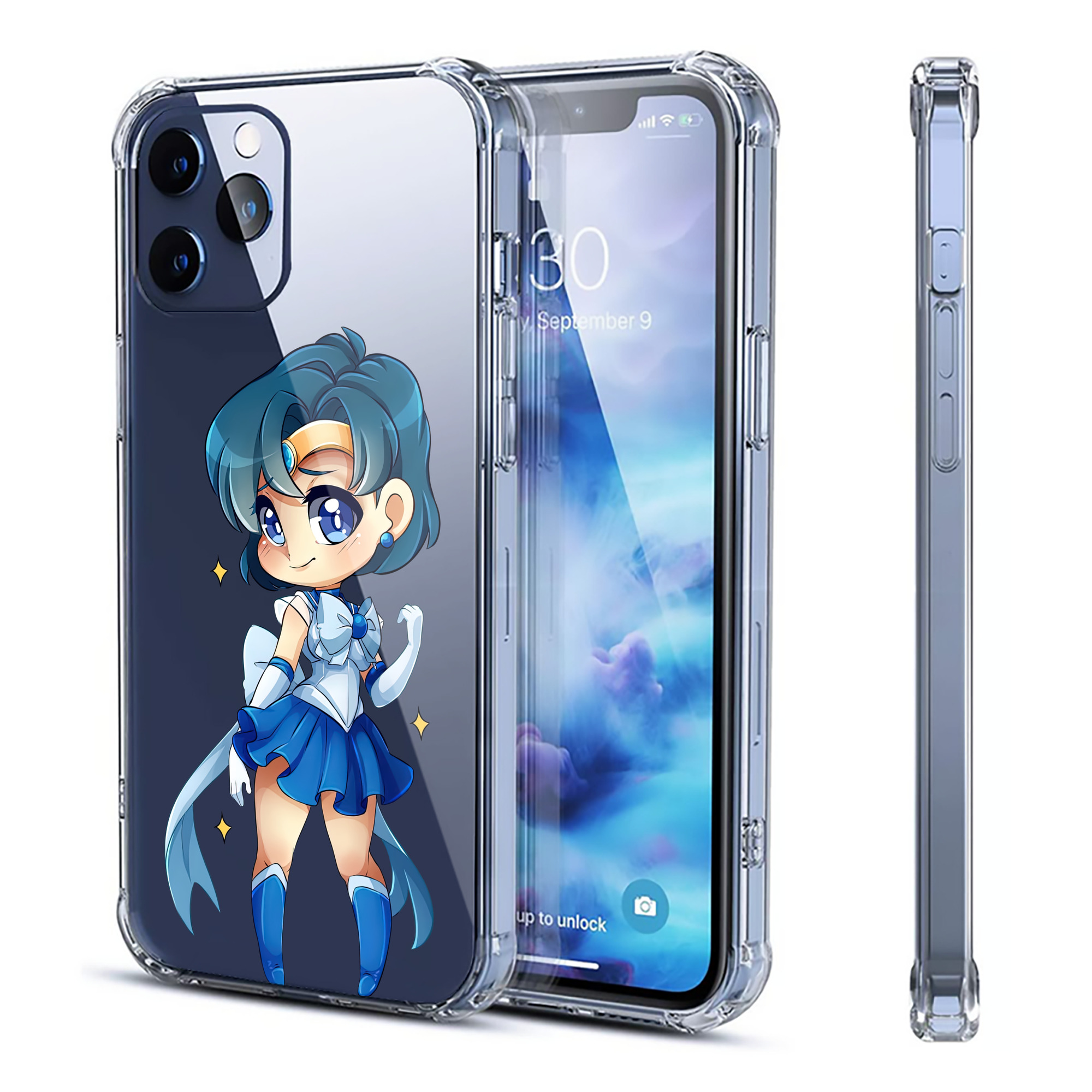 （画像用） 美少女戦士セーラームーン 水野 亜美 みずの あみ Sailor Moon Mizuno Ami 【iPhone 12シリーズ対応】透明スマホケース（クリアソフトケース）